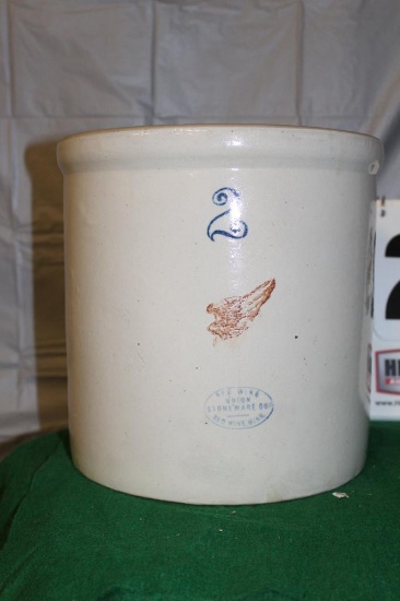 2 GALLON RED WING CROCK WITH SMALL WING