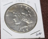 1923 D PEACE SILVER DOLLAR, ALMOST UNCIRCULATED