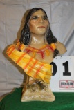 CERAMIC NATIVE AMERICAN STATUE, APPROX. 17 1/2