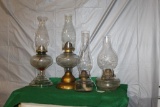 4 OLD KEROSENE LAMPS