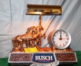 BUSCH BEER HORSE LIGHT & CLOCK