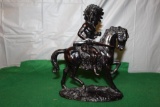 NATIVE AMERICAN ON HORSE STATUE, 9-1/2