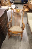 WOOD ROCKING CHAIR WITH PADDED SEAT, NO SHIPPING, PICK UP ONLY