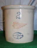 2 GAL. RED WING CROCK, LARGE WING, SKI OVAL