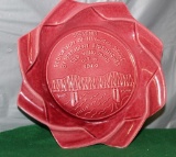 BURGUNDY RED WING ASHTRAY, DEDICATION OF HIAWATHA BRIDGE BY PRESIDENT EISENHOWER, OCT. 18, 1960