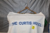 'THE CURTIS HOTEL MINNEAPOLIS MN' WOODEN HANGER AND TOWEL