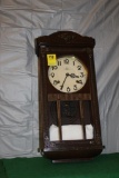 WALL CLOCK, MADE IN OCCUPIED JAPAN, WORKS, CHIME NEEDS ADJUSTING, MANUAL WIND