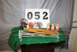 (3) GURLEY 1950'S WAX CHRISTMAS CHOIR SINGERS, (2) GURLEY 1950'S WAX TURKEYS, VINTAGE FOLDING