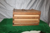 2-1/2 DOZEN WOOD EGG CRATE, HUMPTY DUMPTY, MADE IN OWOSSO MFG., OWOSSO MICHIGAN