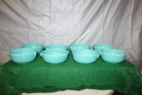 8 - RED WING GYPSY TRAIL PLAIN PATTERN CHILI BOWLS, 6 WITH SMALL CHIPS