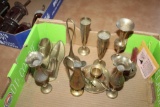 BRASS CANDLEHOLDERS AND 1910 SHOE NEEDLE HOLDER, AND PARTS FOR SHOE REPAIR