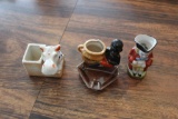 VINTAGE BLACK AMERICAN ASHTRAY, HORSE TOOTHPICK HOLDER, AND COLONIAL MAN CREAMER