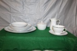NORITAKE DINNER WARE WHITE BROOK PATTERN SERVICE FOR 12 PLUS EXTRA PIECES AND SERVING DISHES