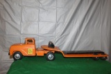 TONKA STATE HIGHWAY DEPT. TRUCK WITH EQUIPMENT TRAILER, HAS BEEN PLAYED WITH