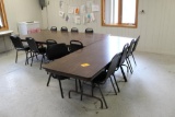 (3) 8' BANQUET TABLES, (12) STACKING CHAIRS, OFFICE CHAIR