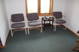 (3) CHAIRS AND WOODEN STAND