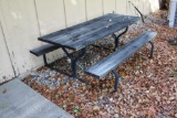 8' WOOD PICNIC TABLE WITH (8) CHAIRS