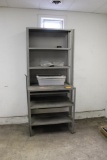 4 SECTIONS OF METAL SHELVING (ITEMS ON SHELVES NOT INCLUDED)