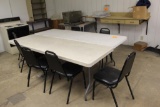 (2) 8' POLY TABLES WITH (6) STACKING CHAIRS