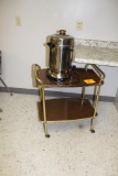 60 CUP ELECTRIC COFFEE POT, EMERSON MICROWAVE, SERVING CART