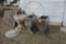 (2) STAINLESS STEEL DOUBLE SIDE PIG FEEDERS, (1) POLY PIG WATERER