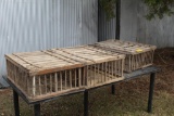 3 WOOD CHICKEN CRATES, ONE SAID PROPERTY OF WINTHROP HATCHERY