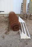 Roll of Concrete Reinforcing Wire, New Barbed Wire, Metal Rack