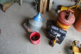 GAS CAN, HYDRAULIC JACK, FUNNELS AND MORE