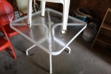 GLASS TOP PATIO TABLE AND 3 CHAIRS