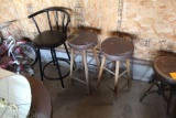 3 STOOLS WITH PADDED SEATS