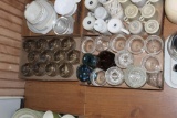 BOX OF GLASSES, CARNIVAL CREAMER, SHERBET DISHES