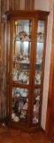 CORNER GLASS CURIO CABINET (DOES NOT INCLUDE ITEMS IN CABINET), APPROX. 29