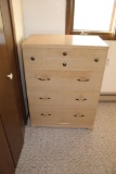 3 PC. BEDROOM SET, 4 DRAWER CHEST OF DRAWERS, VANITY AND MIRROR, NIGHTSTAND
