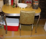 ENAMEL 50'S STYLE TABLE WITH 1 LEAF, 1 CHAIR