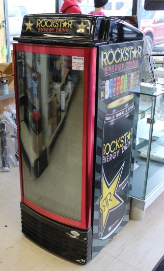 ROCKSTAR ENERGY DRINK REFRIGERATOR WITH GLASS DOOR, NO SHIPPING PICKUP ONLY