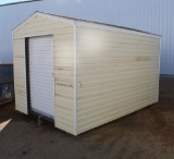 NEW 8' X 12' STORAGE SHED, VINYL SIDING, 4' ROLLUP DOOR