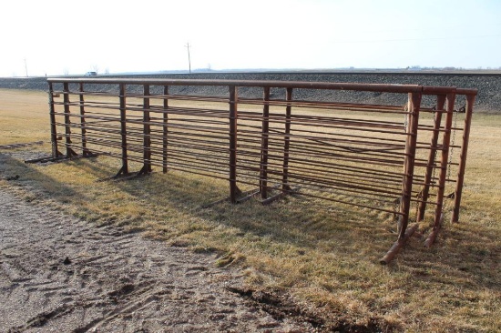 (5) 24' WOLLES STAND ALONE PANELS, TALL, 2-7/8" PIPE, $ X 5