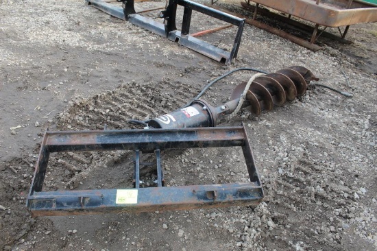 QUICK ATTACH SKIDLOADER QUICK TACH POST HOLE AUGER, 12" AUGER