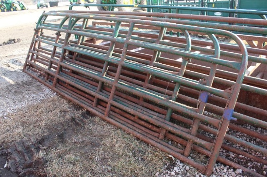 (3) APPROX 8', 10' & 14' ' NORTHWEST MFG, STEEL CATTLE GATES, 10' IS BENT