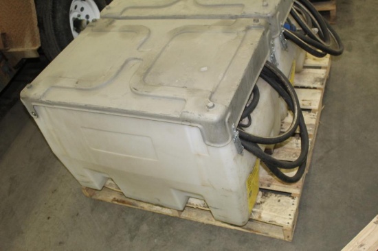 JOHN DEERE APPROX 70 GALLON POLY DEF TANK, 12 VOLT PUMP, AUTO NOZZLE