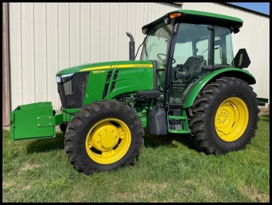2014 JOHN DEERE 5100M MFWD TRACTOR, 2 DOOR, SUN ROOF, 16/16 TRANS WITH LEFT HAND REVERSE,