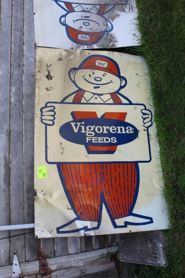 48" X 72" VIGORENA TIN SIGN, BOTTOM CUT OFF, SINGLE SIDED