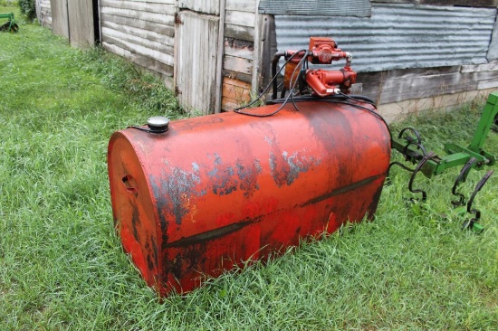 DIESEL BARREL, APPROX 150 GALLON, 12V PUMP & METER