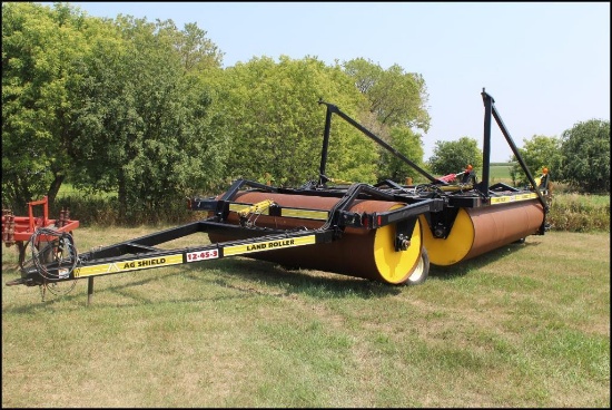 AG-SHIELD LAND ROLLER, 12-45-3, 45', 42" DRUM, 5/8", HYD WHEEL DRIVE DRIVE UNFOLD, SN- 1210308