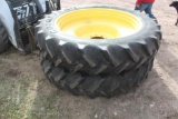 (2) 380/90R50 Duals on JD Yellow 10 Bolt Rims