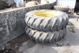 (2) 16.9-38 Tractor Tires on Yellow Double Bevel Rims