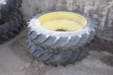(2) 270/95R36 Tractor Tires on 12 Bolt Yellow Rims