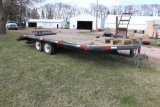 *** 2008 Homemade Flatbed Deck Over Bumper Trailer, Tandem Axle, 23', 19' V Front Wood Deck