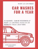 Car Washes for 1 year (52 - $10.00 Deluxe Washes) Donated by Ricky J's Car Wash