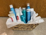 Hair Product Basket- Russ PureMix Shampoo & Conditioner, Aquage Dry Shampoo, Finishing Spray,